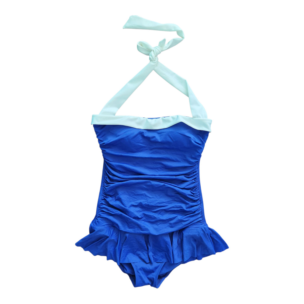 Lauren Ralph Lauren Skirted One Piece Swimsuit 6 Blue Beach Vacation Poolside